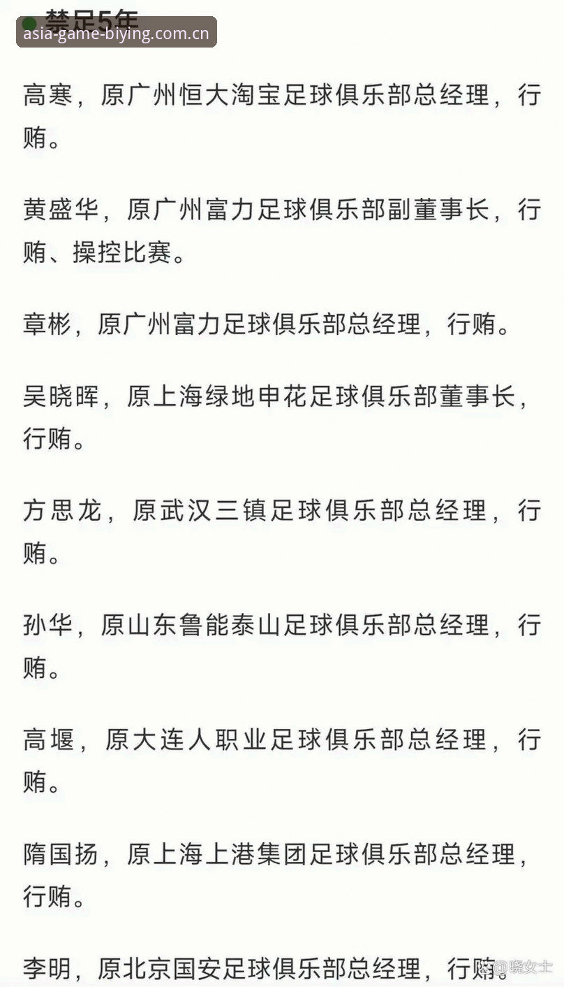 足协第三批禁足名单最新动态：17人终身禁足，必赢亚州官网梳理涉案分布